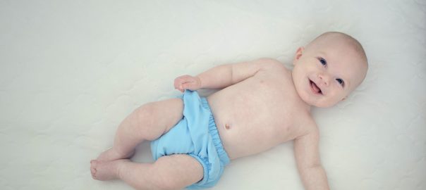 baby in eco friendly biodegradable diaper